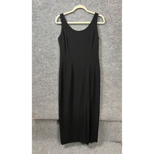 Rimini Vintage Black Maxi Dress‎ Sz 8 Sleeveless Scoop Neck Side Slit Formal